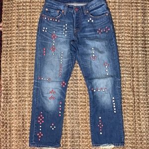 LEVI’S 501 original  denim embellished mom jeans